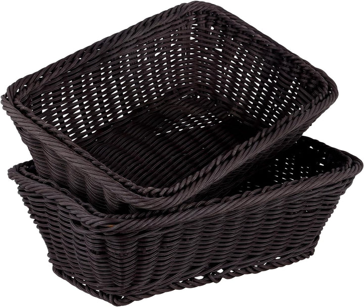 FUNSUEI 4 Stück 30 x 20 x 10 cm Brotkorb Kunststoff, Brotkörbchen Plastik Rechteckig, Rattan Korb Br
