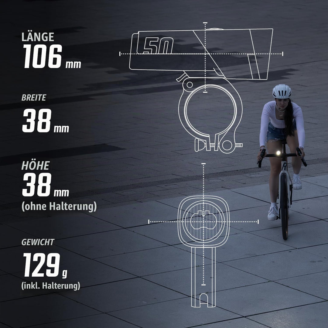 SIGMA LED Fahrradlicht Set Aura 50/ Hiro 10 | StVZO zugelassenes, akkubetriebenes Vorderlicht und Rü