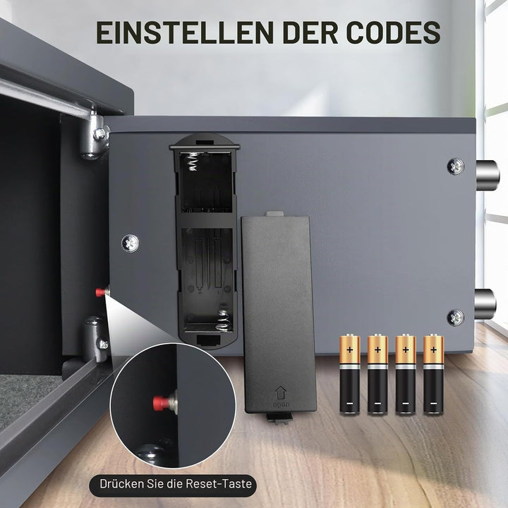 Tresor Feuerfest Wasserdicht Möbeltresor mit Zahlenschloss und 2 Schlüssel Eisenstahl Safe Wandtreso