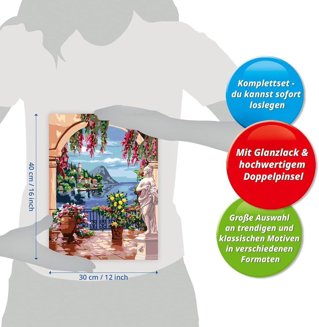Ravensburger CreArt 25963 - Lago Maggiore - Malen nach Zahlen Erwachsene, DIY Malset mit Pinsel und