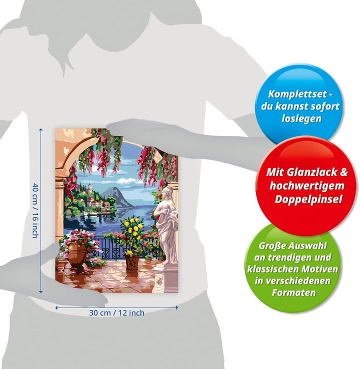 Ravensburger CreArt 25963 - Lago Maggiore - Malen nach Zahlen Erwachsene, DIY Malset mit Pinsel und