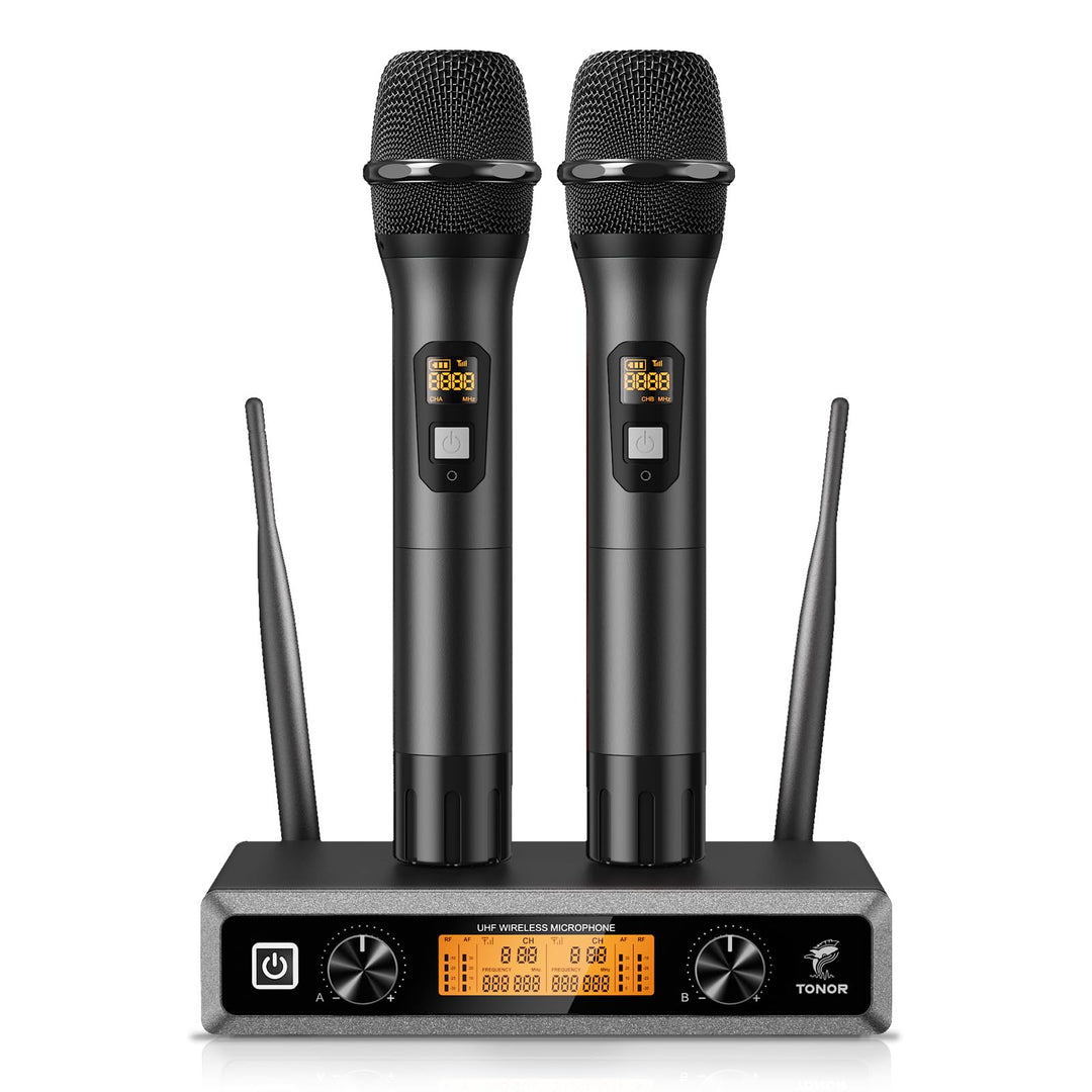 TONOR Wireless Funkmikrofon UHF Professionelles dynamisches drahtloses Dual Mikrofon, Handmikrofonsy