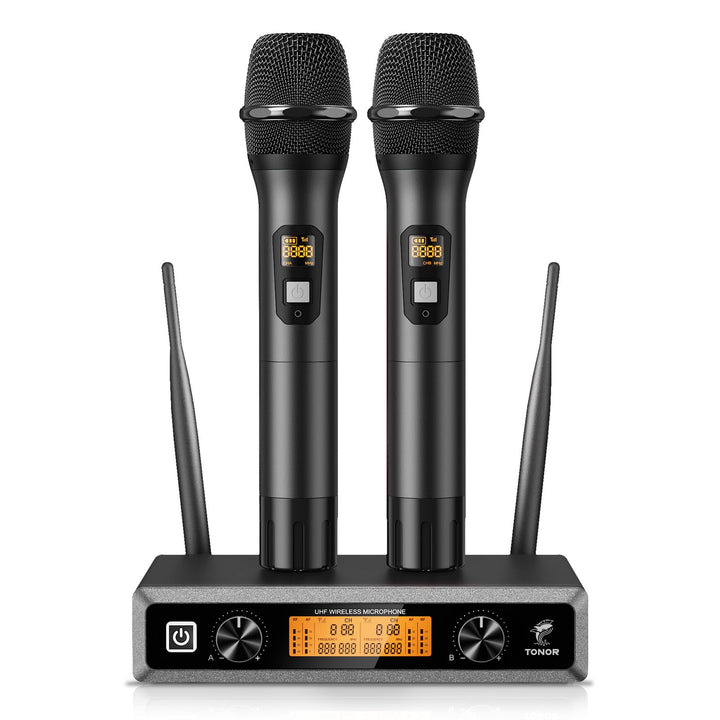 TONOR Wireless Funkmikrofon UHF Professionelles dynamisches drahtloses Dual Mikrofon, Handmikrofonsy