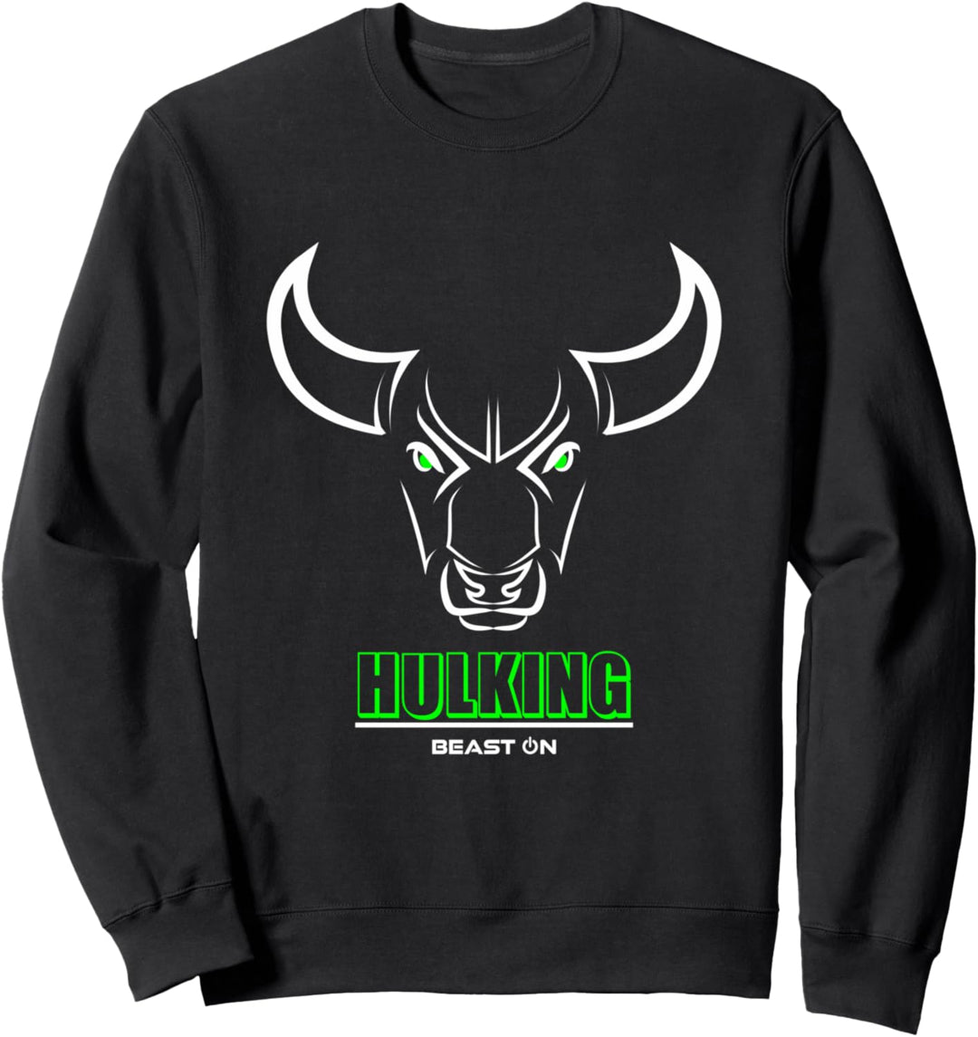 Stier Bulle Kopf Hulking Grün Gym Workout Fitness Training Sweatshirt