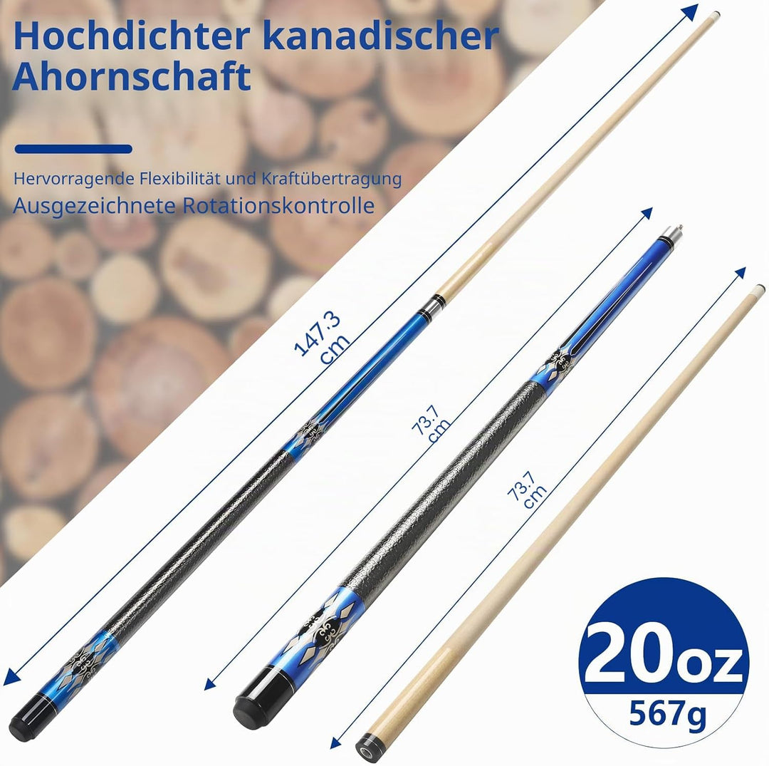 Billard Queue 18 19 20 21 oz, 58" Pool Queue Sticks 13mm Spitzen für Professionelle Billardspieler,
