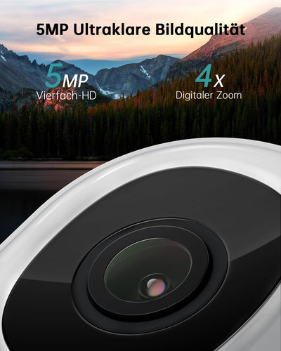 ZUMIMALL 5G/2,4GHz Überwachungskamera Aussen 2.5K 5MP WLAN Kamera Überwachung aussen Kabelgebunden,