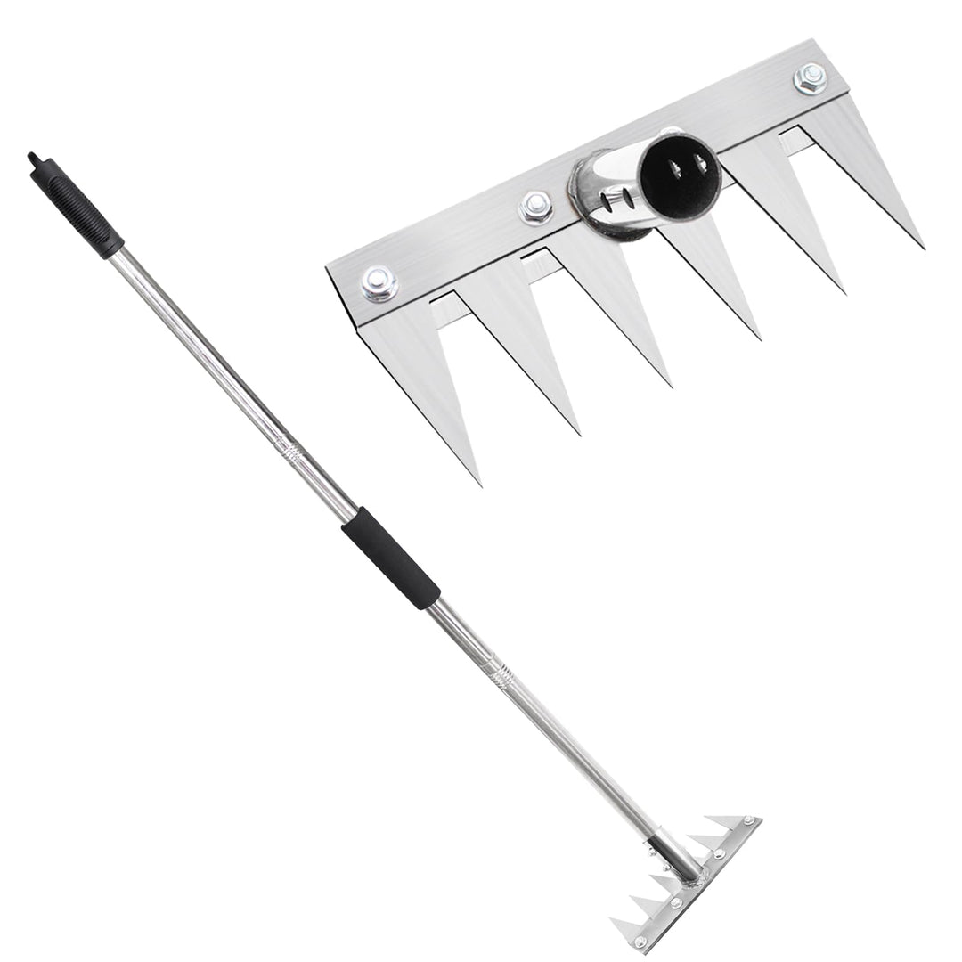 Gartenrechen mit 1,2m Metallgriff, Garden Harke Mehrzweck Garten Unkraut Werkzeug, Unkrauthacke, Tra