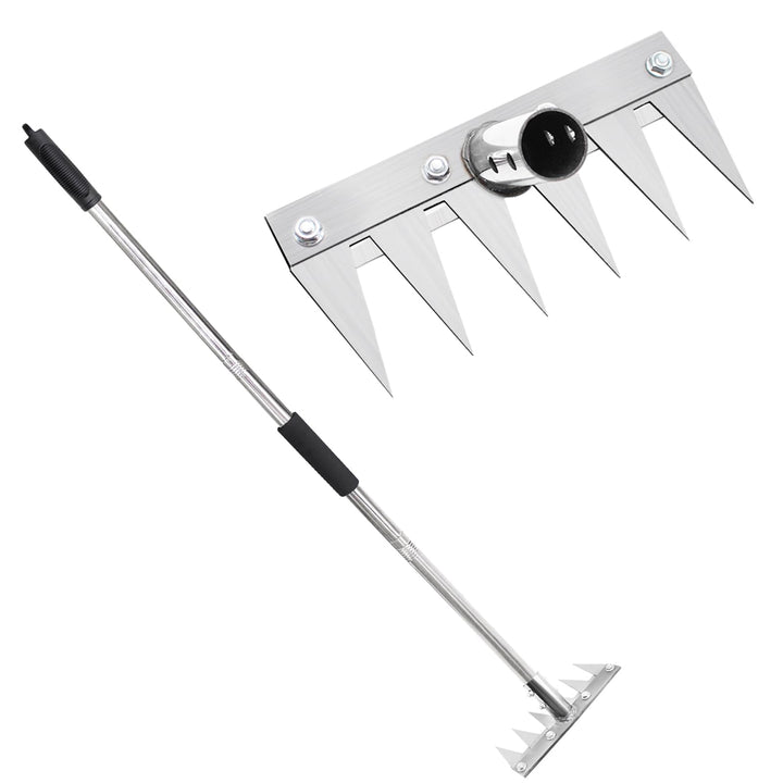 Gartenrechen mit 1,2m Metallgriff, Garden Harke Mehrzweck Garten Unkraut Werkzeug, Unkrauthacke, Tra