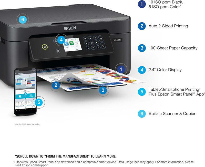 Epson Expression Home XP-4205 All-in-One-Farbdrucker, kabellos, Scannen, Kopieren, automatischer bei