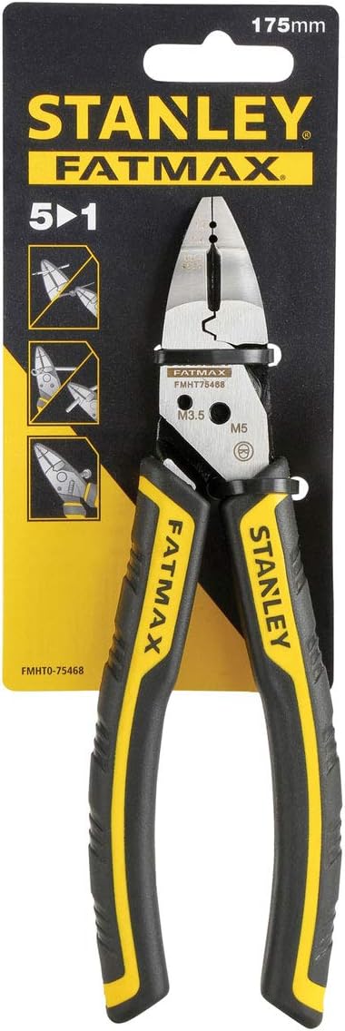 Stanley FatMax 5-in-1 Multifunktionszange (präzises Schneiden mit Crimpzangen-, Abisolierzangen-, Bo