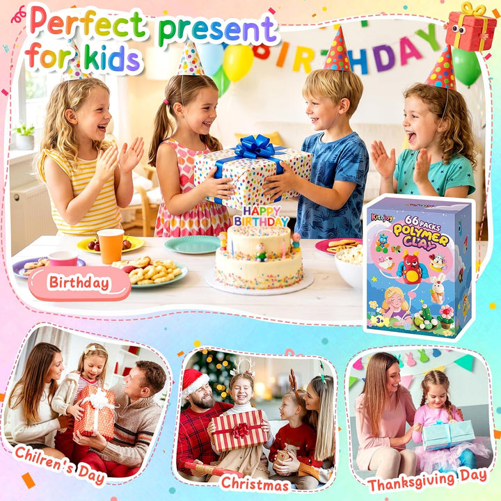 Polymer Clay Set, 66 Farben Modelliermasse Knete Kit für Kinder | 20g Each Ofenhärtende Knetmasse mi
