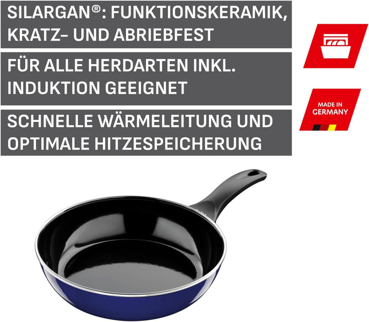 Silit Emma Bratpfanne 28 cm, Silitstahl Funktionskeramik, Induktion, Kunststoffgriff, nickelfrei, bl