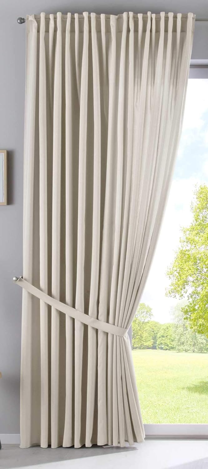 2er Set Vorhänge Verdeckte Schlaufen Cationic »JENA« HxB 250x300 cm Sand Blickdicht Leinen Optik Gar