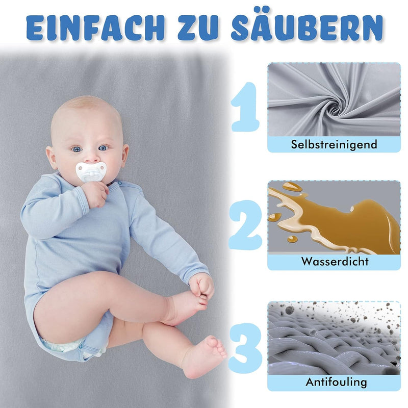 NAIZY Baby Laufstall L Laufgitter Grau Absperrgitter mit Rutschfester Basis und Atmungsaktivem Netz