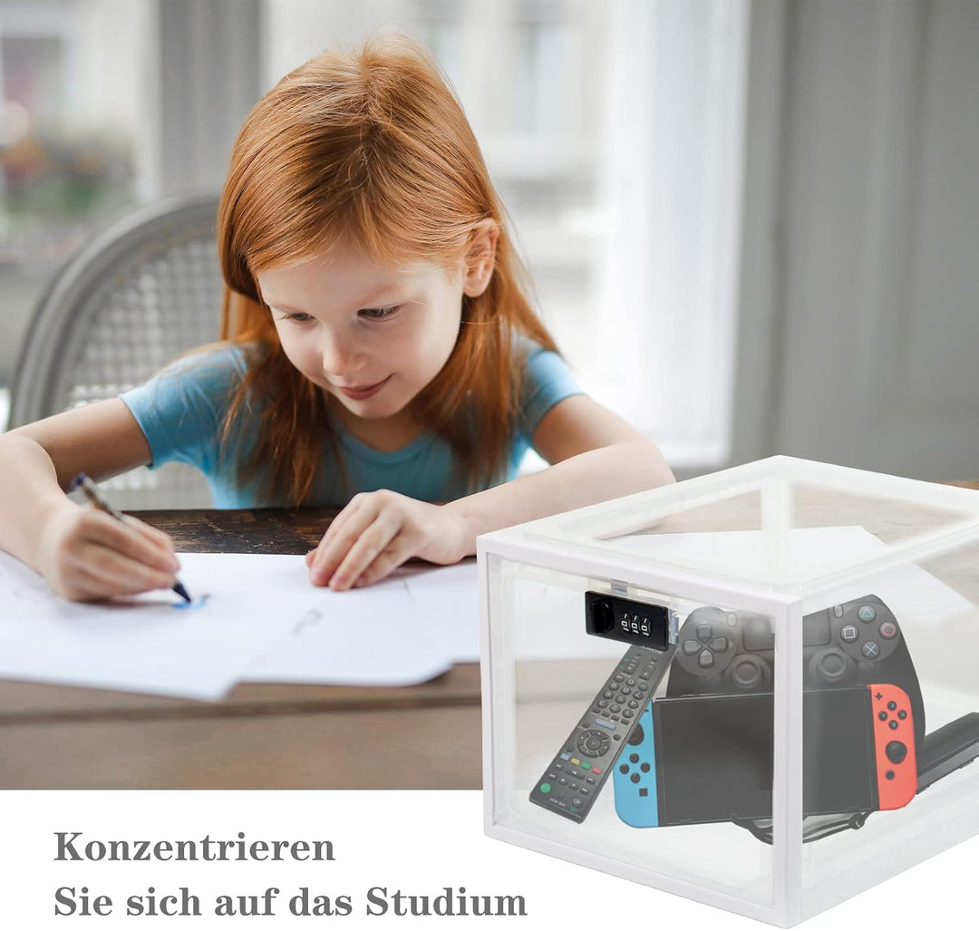 Theo&amp;Cleo Medikamenten Aufbewahrungbox, Abschliessbare Durchsichtige Box für Handys, Süssigkeiten, S