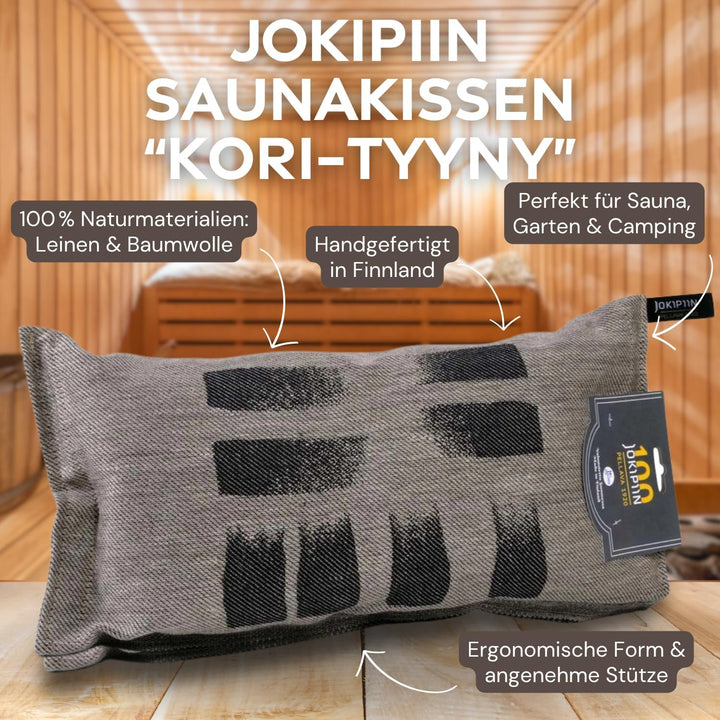 Jokipiin Premium Saunakissen 40 x 22 cm | 100% Made in Finland | ReisekissenLeinen Baumwolle