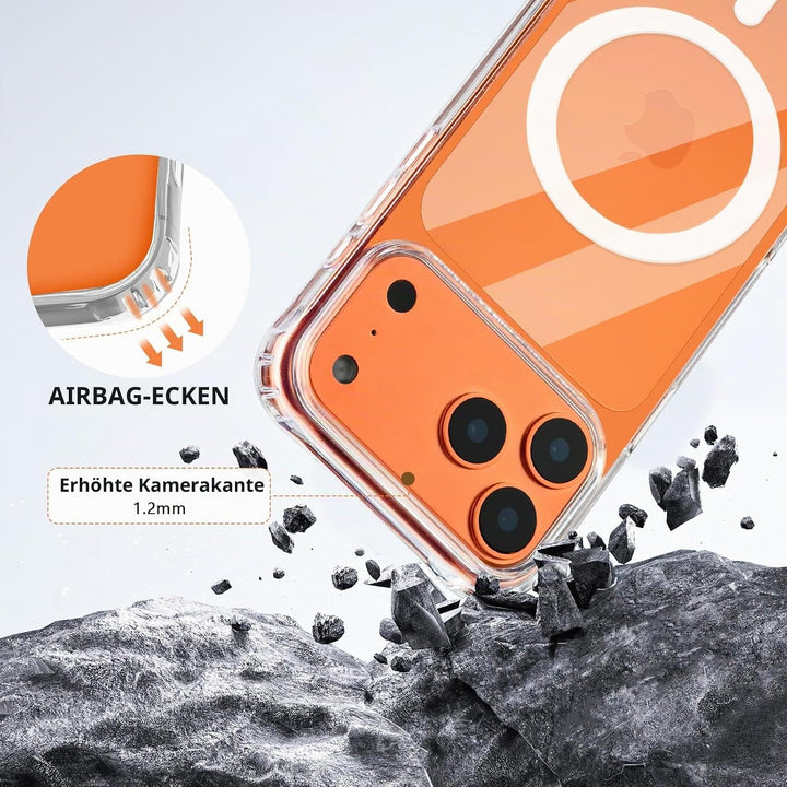 DiDaDi Handyhülle für iPhone 17 Pro Hülle mit Band &amp; Magnet - Transparente Handykette, Abnehmbar mit