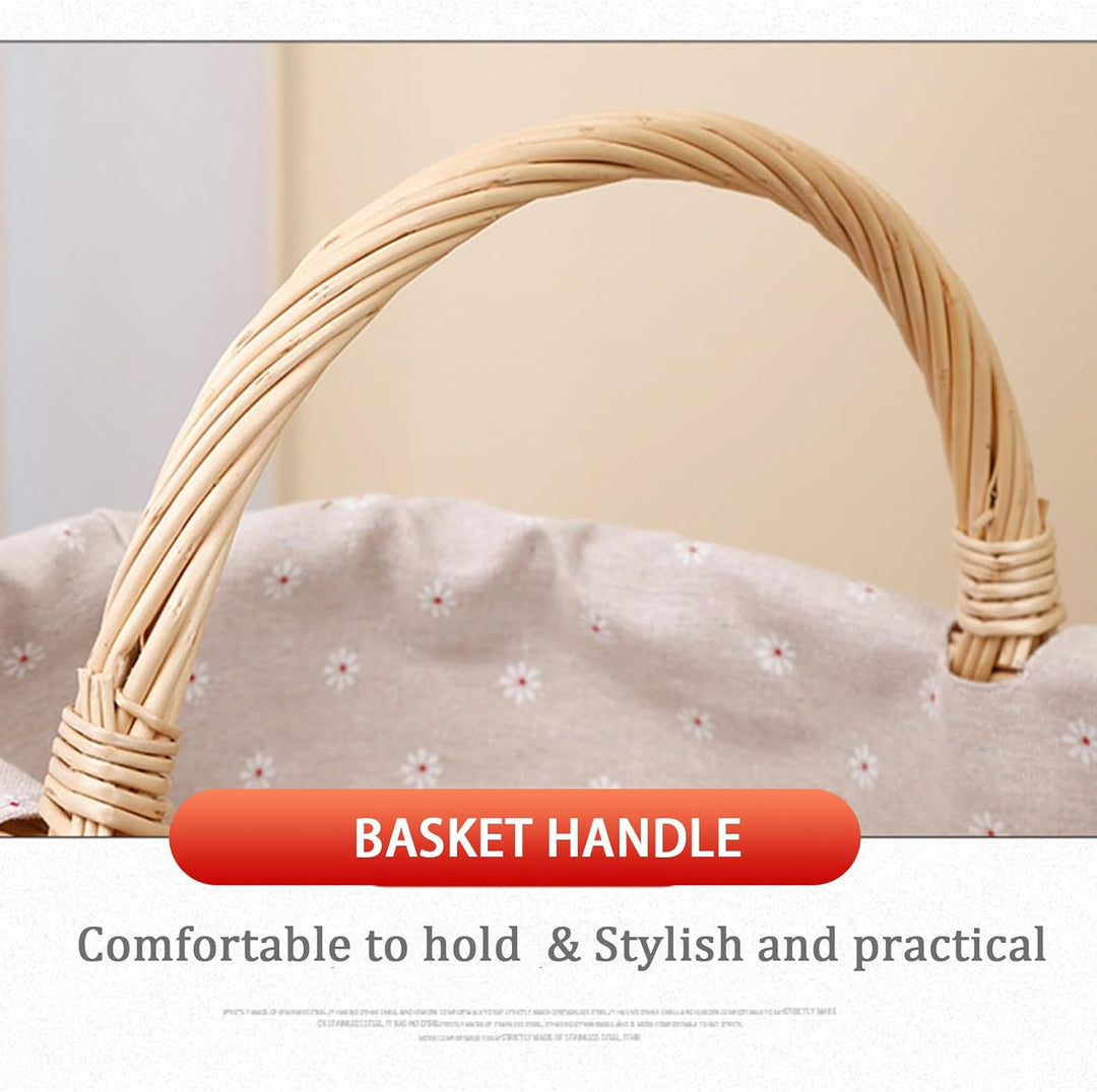 Picknickkorb aus Weide, Natural Weidenkorb mit Henkel, Handlicher Einkaufskorb aus Weide, Picknickko