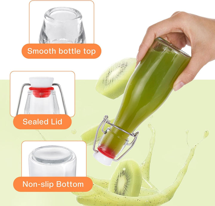 Glasflaschen 150ml mit Bügelverschluss, 10 Stück Kleine Flaschen Zum Befüllen, Bügelflasche zum Befü