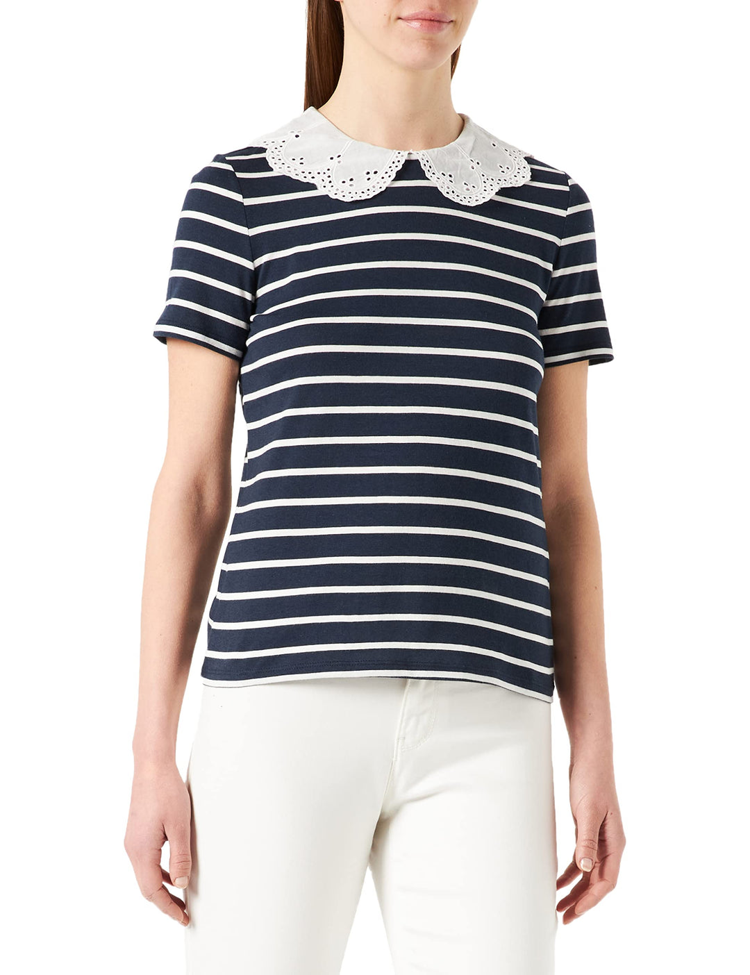 Naf Naf Damen T-Shirt XS Marineblau/Ecru, XS Marineblau/Ecru