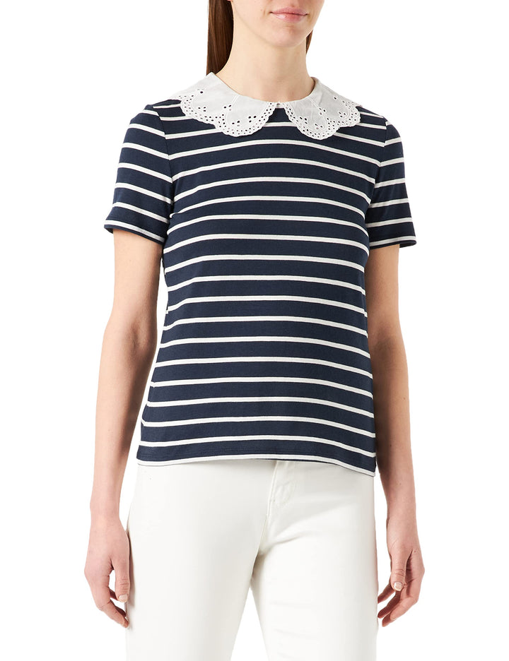 Naf Naf Damen T-Shirt XS Marineblau/Ecru, XS Marineblau/Ecru