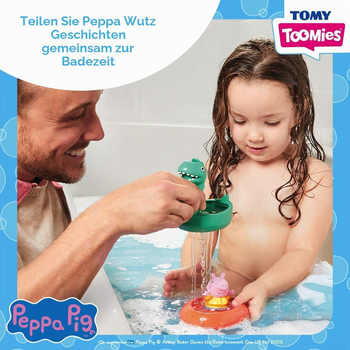 TOMY Toomies George & Dinosaurier Badeinsel, Baby-Badespielzeug, spassiges Bade-Accessoire und Wasse