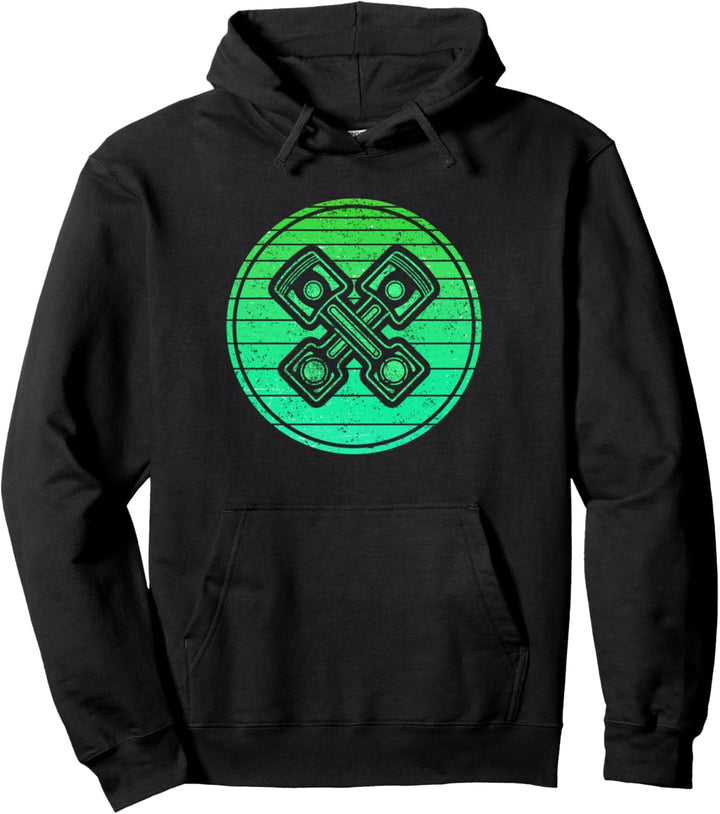 Grüner Retro Kreis mit Motor Kolben für Coole Mechaniker Pullover Hoodie