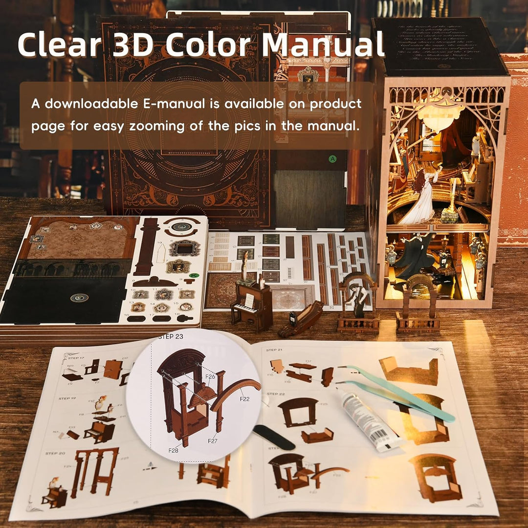 Book Nook Kit Buchstützen DIY Miniatur Haus 3D Puzzles Holz Book Nook für Erwachsene Modellbausatz W