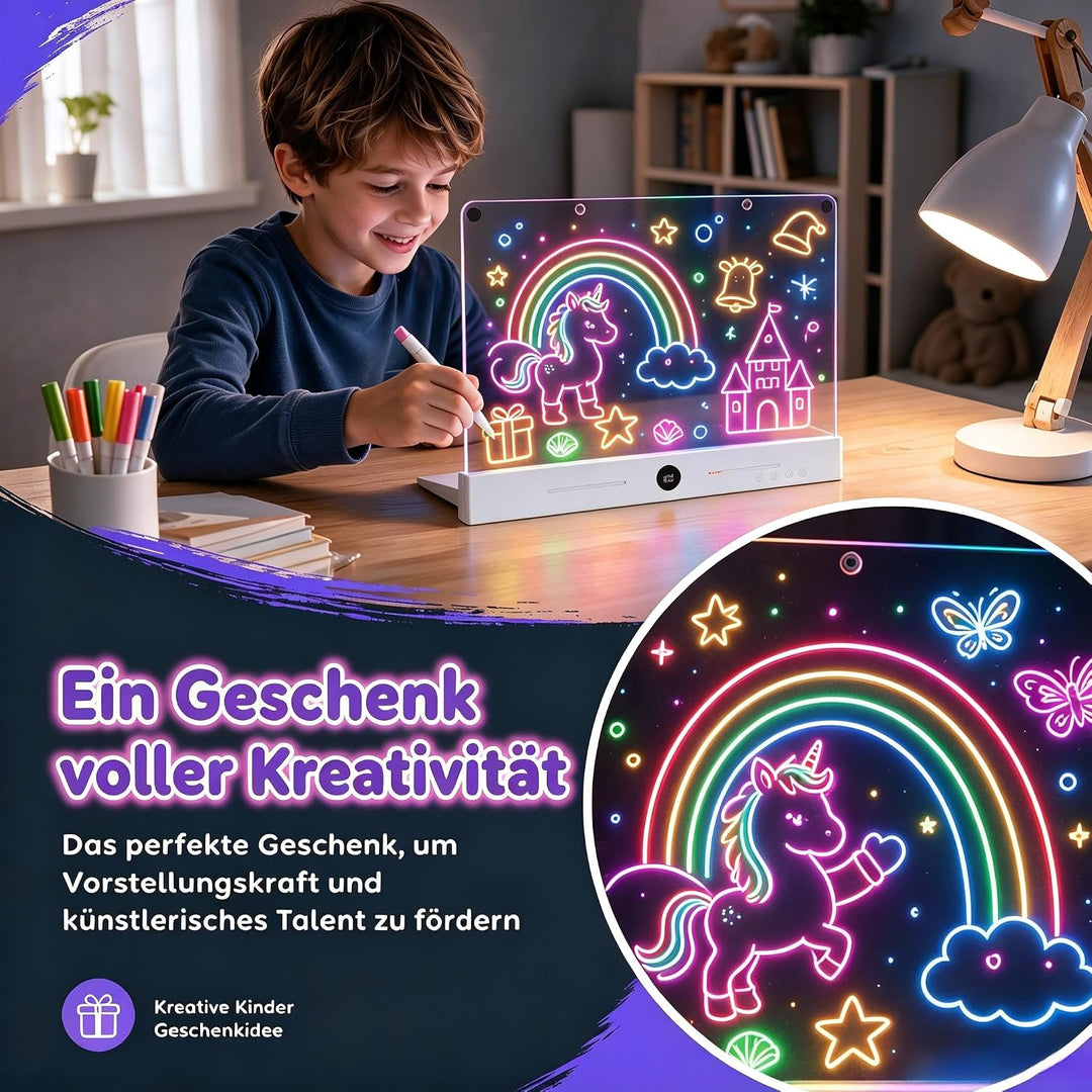 ABERE Wiederaufladbar LED-Zeichenbrett, 7 Lichtmodi mit Timer (30 * 22 cm)