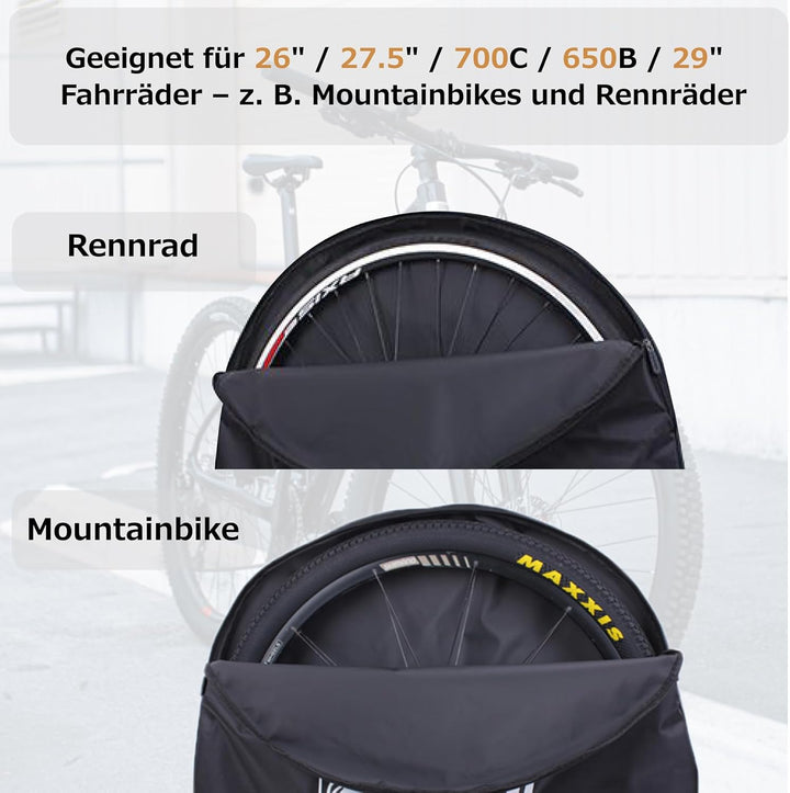 Azarxis Laufradtasche für 26 27,5 29 Zoll Laufräder, Wasserdicht Tragetasche Radtragetasche Wheel Ba