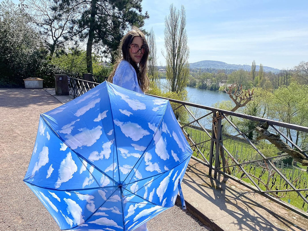 VON LILIENFELD Regenschirm Wolken Bayrischer Himmel Auf-Automatik Damen Herren Stockschirm Stabil