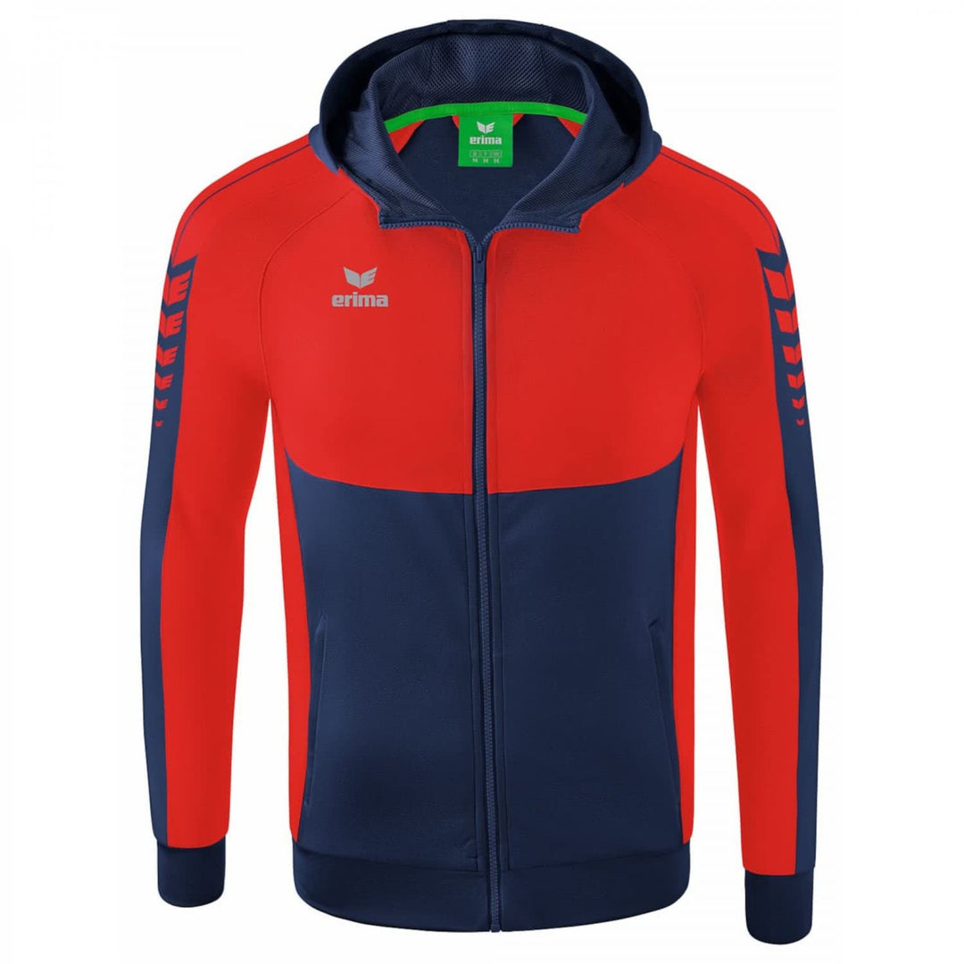 Erima Six Wings Kapuzenjacke Kids Kinder 116 New Navy/Rot, 116 New Navy/Rot