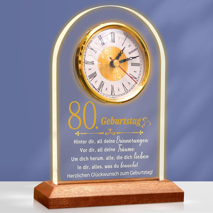 OkiyiD 80. Geburtstag Geschenke für Frauen, Besonderes Geburtstagsgeschenk - Quarzuhr Tischuhr, Cool