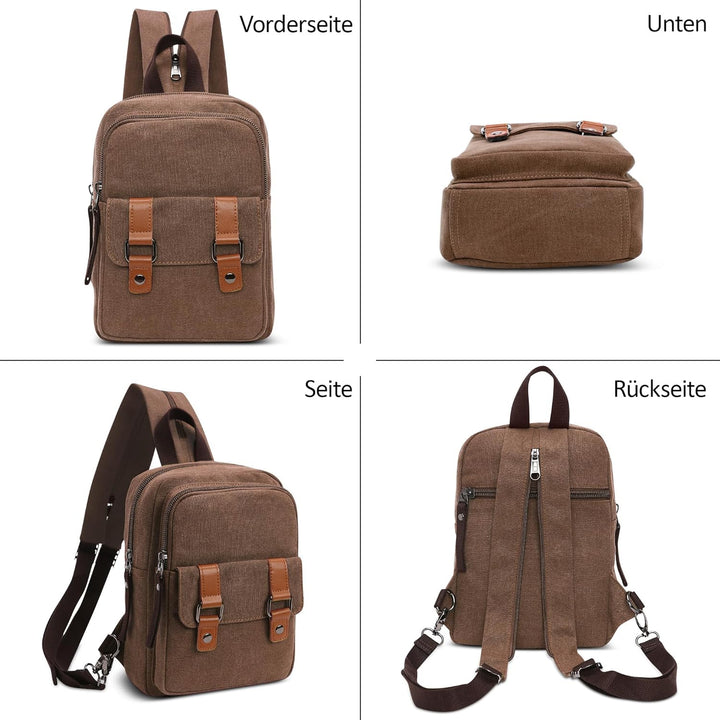 Herren Rucksack Damen Klein Tagesrucksäcke Mode Brusttasche Sling Bag Leinwand Schultertaschen Kurie