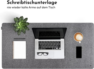 FORMGUT Schreibtischunterlage Filz, Laptop Unterlage, Desk Mat (100x50 cm - Mittelgrau) - Mauspad XX