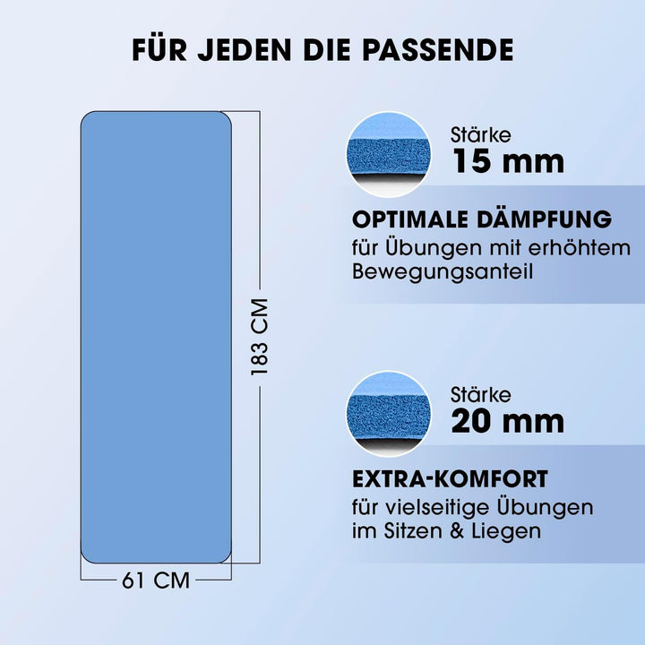 #DoYourFitness Yogamatte rutschfest | 183cm x 61cm oder XXL 190cm x 100cm | Stärke von 0,8cm bis 2cm