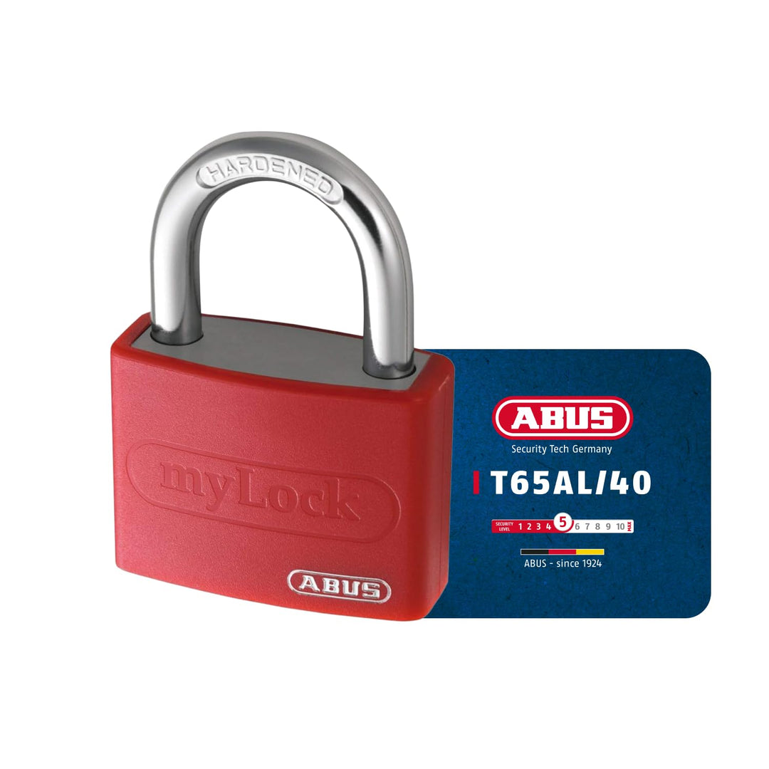 ABUS Vorhängeschloss T65AL/40 myLOCK - individuell beschreibbar - Spindschloss - massiver Aluminium-