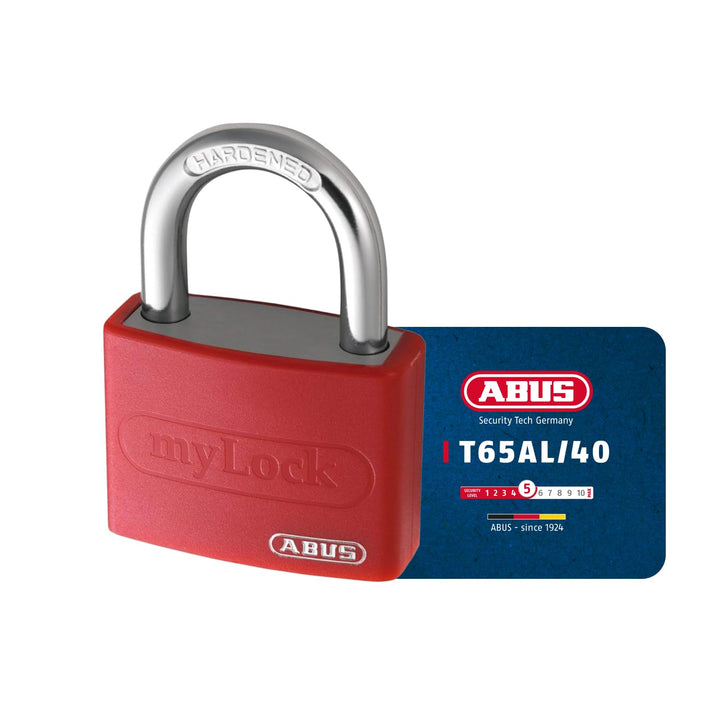 ABUS Vorhängeschloss T65AL/40 myLOCK - individuell beschreibbar - Spindschloss - massiver Aluminium-