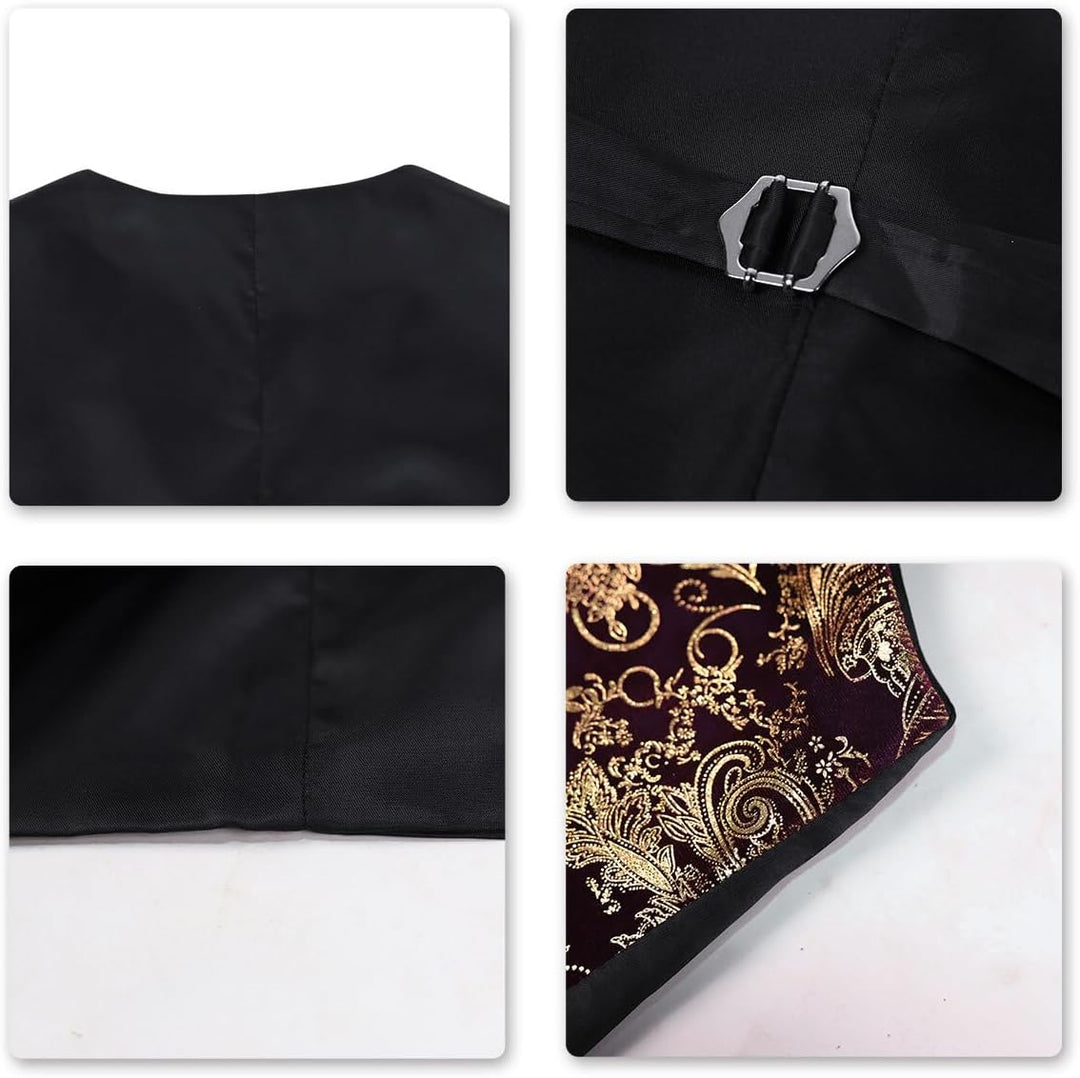 Allthemen Weste Herren Westen Gilet Jacquard Anzugweste für Hochzeit und Party M Weinrot, M Weinrot