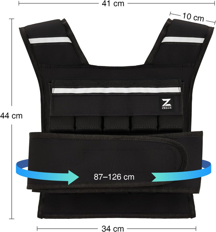 ZELUS Gewichtsweste Verstellbar 0,5-10,5kg / 0,5-20,5kg Trainingweste mit 20 Einstellbaren Gewichten