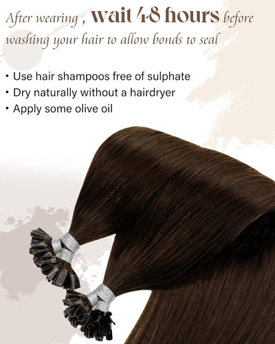 Hetto Echthaar Bondings Extensions Dunkelbraun Keratin Haar Extensions Echthaar Remy Bonding Extensi
