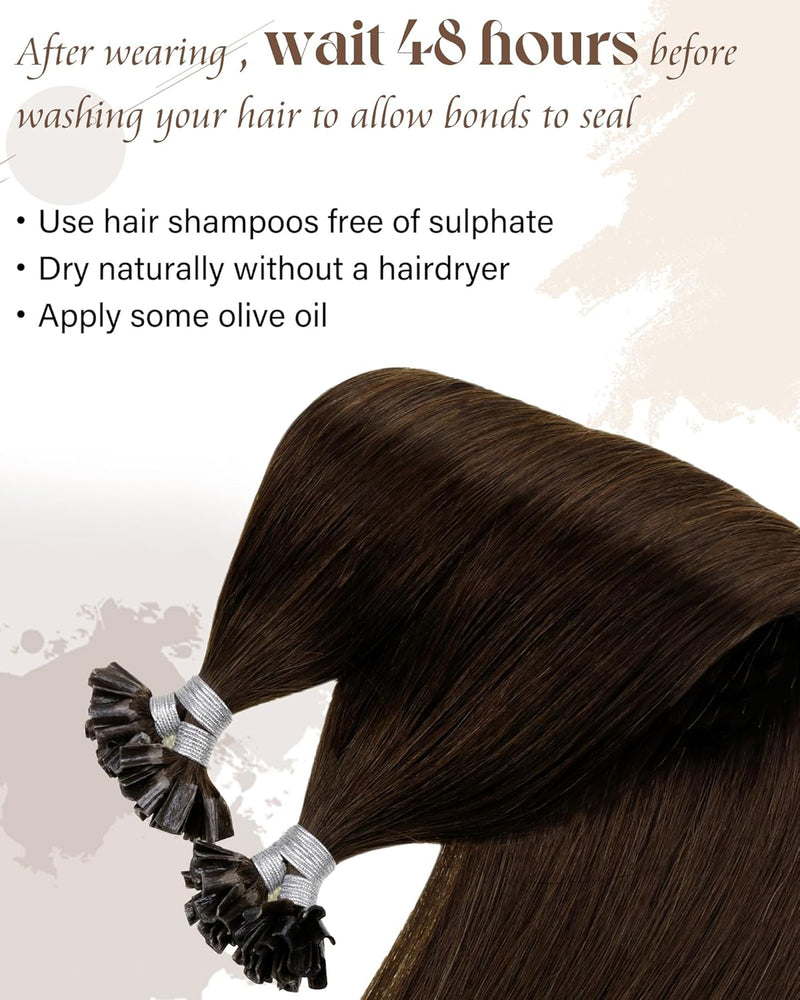 Hetto Echthaar Bondings Extensions Dunkelbraun Keratin Haar Extensions Echthaar Remy Bonding Extensi