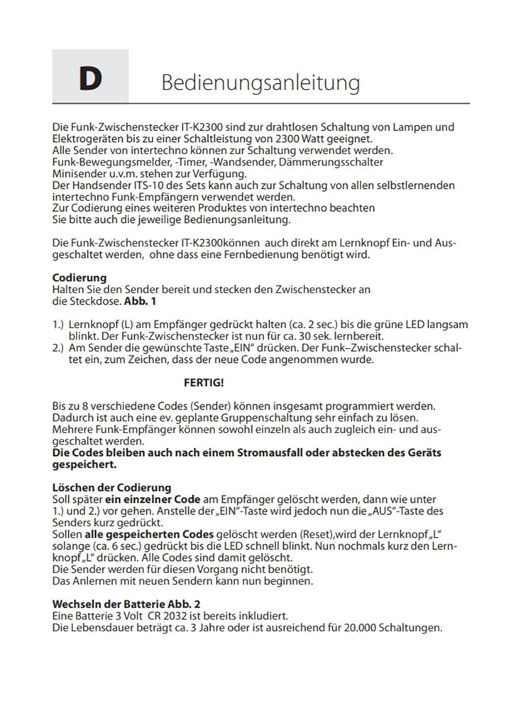 Intertechno Funk-Zwischenstecker 3-fach Set ITI-3 (3 Zwischenstecker & 1 Handsender), weiss