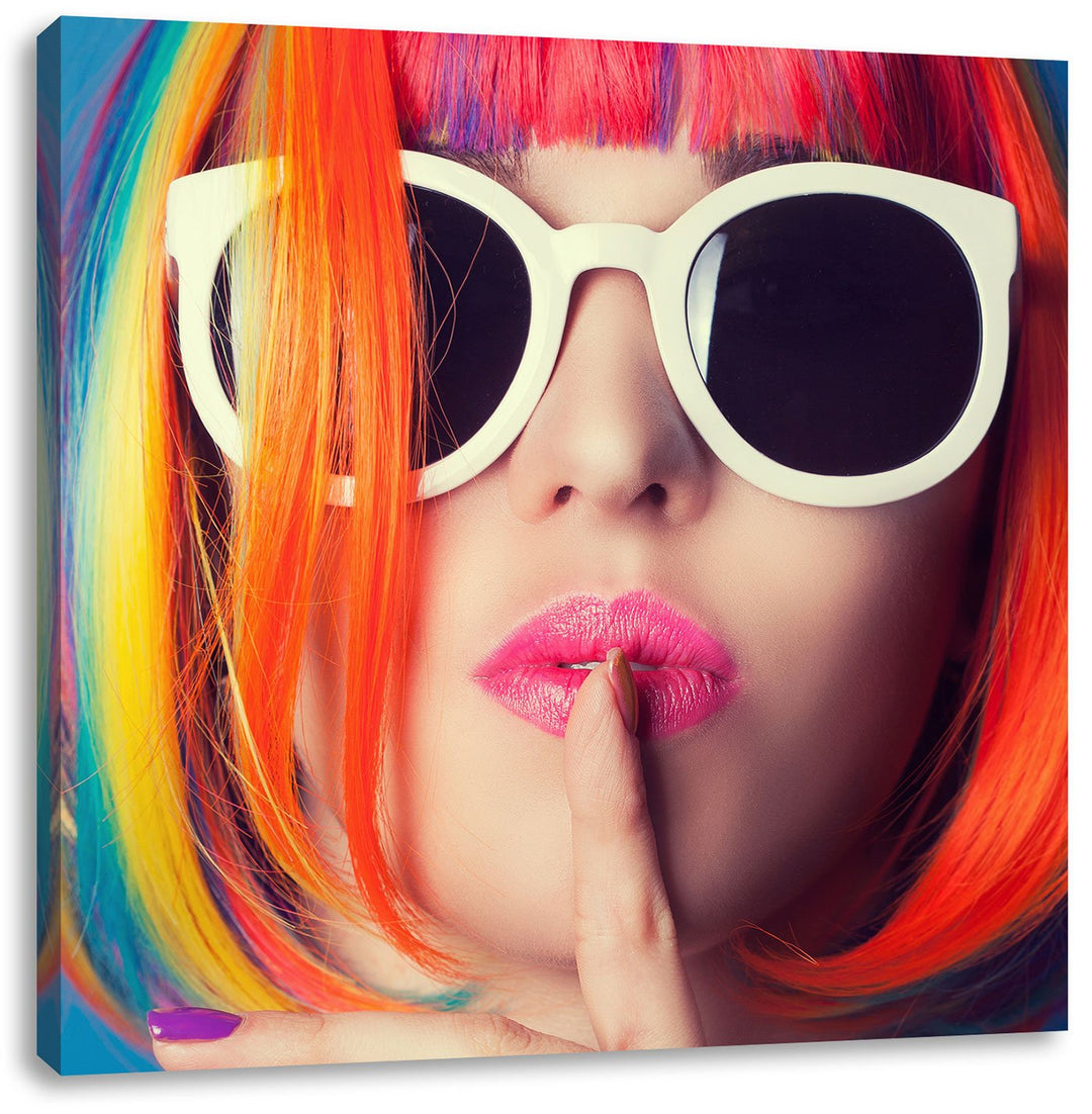 Pixxprint Frau mit Haaren als Leinwandbild/Grösse: 70x70 cm/Wandbild/Kunstdruck/fertig bespannt, 70x