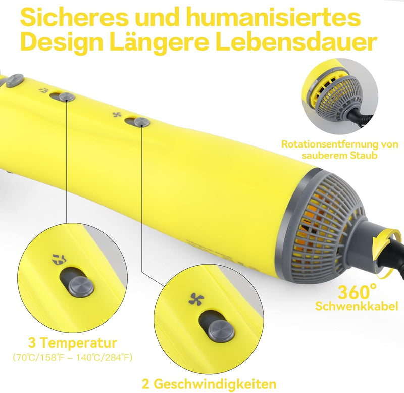 [5 in 1] WeChip Föhnbürste Warmluftbürste,[Aufbewahrungsbox] Rundbürstenföhn zum Trocknen, Volumen,