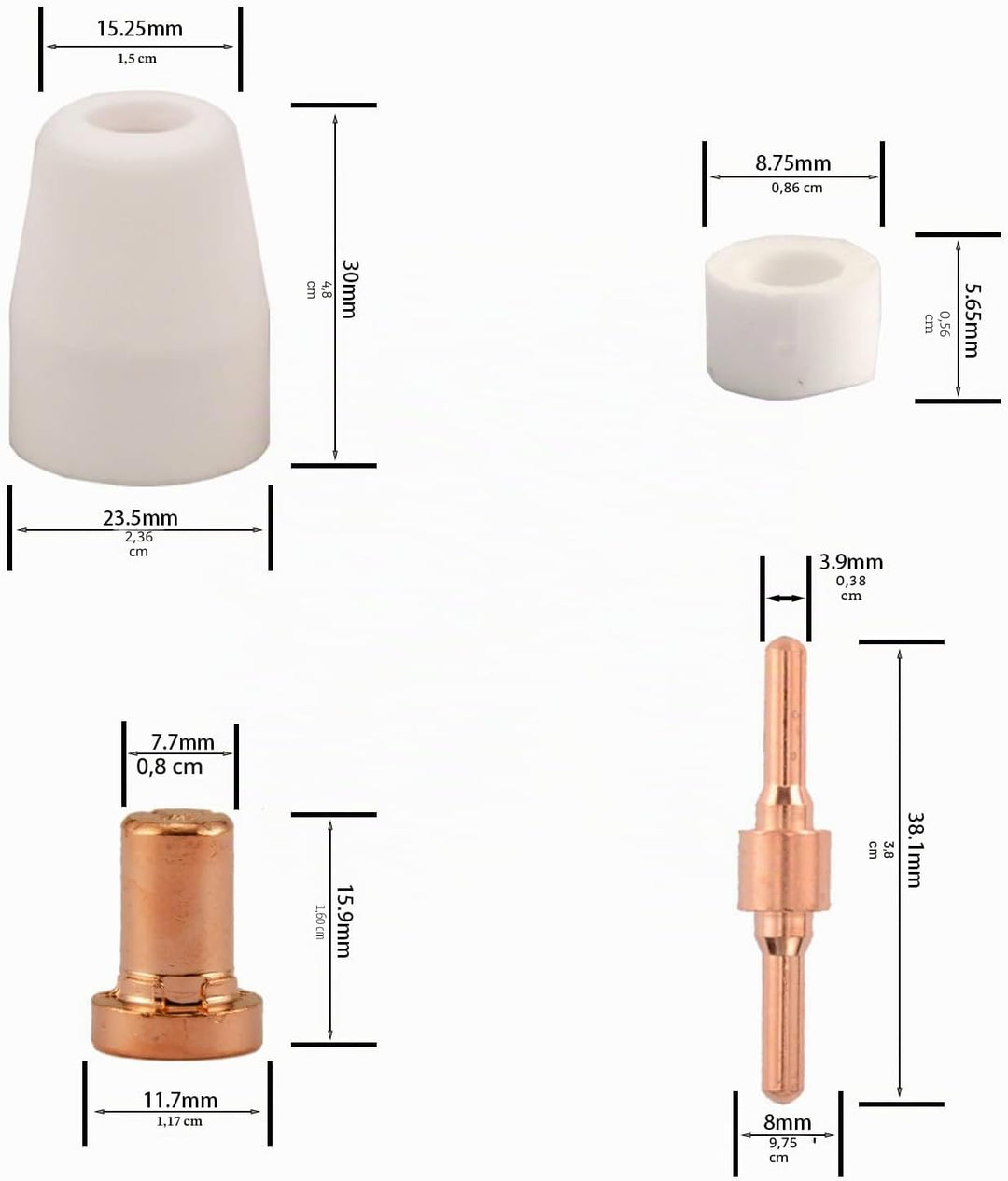 KERUE PT-31 Extended Air Plasma Schneiddüse Elektrode Verbrauchsmaterialien passend für CUT-40 CUT-5