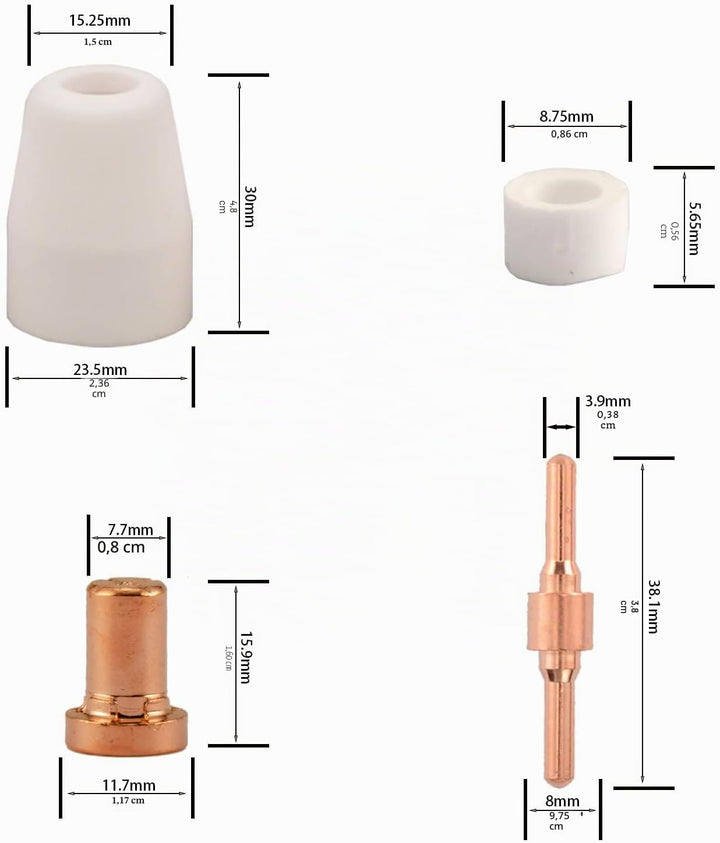 KERUE PT-31 Extended Air Plasma Schneiddüse Elektrode Verbrauchsmaterialien passend für CUT-40 CUT-5