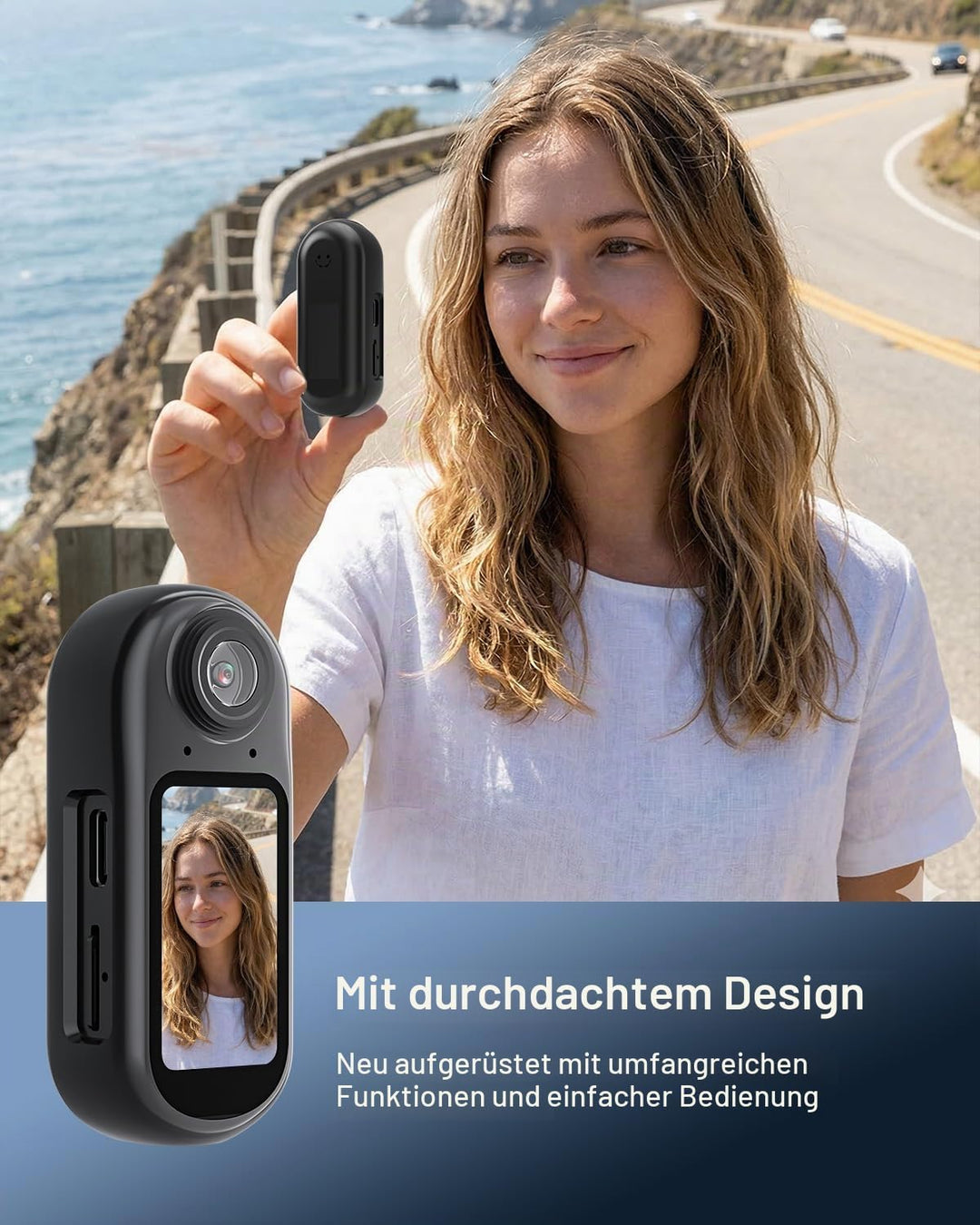 Mini Action Kamera 4K WiFi -128GB tragbare Körperkamera, magnetisches Umhängeband, Daumengrösse, fre