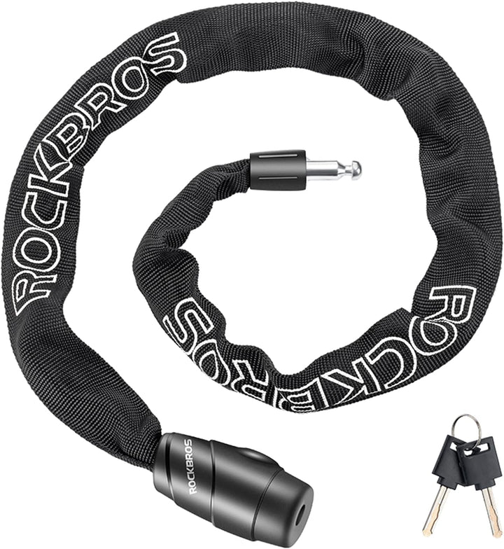 ROCKBROS Fahrradschloss 95cm/15.61mm Fahrrad Kettenschloss Hoher Sicherheitsstufe mit 2 Schlüssel Wa