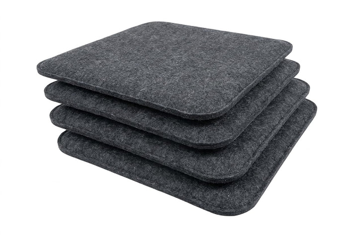 KAMACA Sitzkissen 4er Set 35x35 cm Eckig Anthrazit – Stuhlkissen aus Filz Gepolstert mit Schaumkern